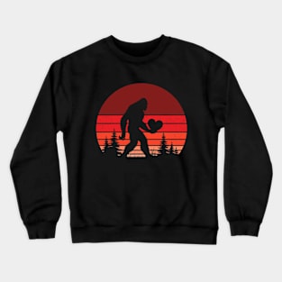 Bigfoot Sasquatch With a Big Heart Funny Vintage Valentine Crewneck Sweatshirt